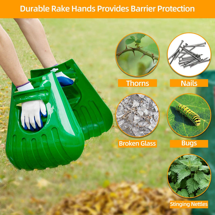 Large Leaf Scoop Hand Rake, Ergonomics Leaf Picker Upper for Fast Yard Cleaning, Bundled with 3-Pack 72 Gal Leaf Bags and Work Gloves