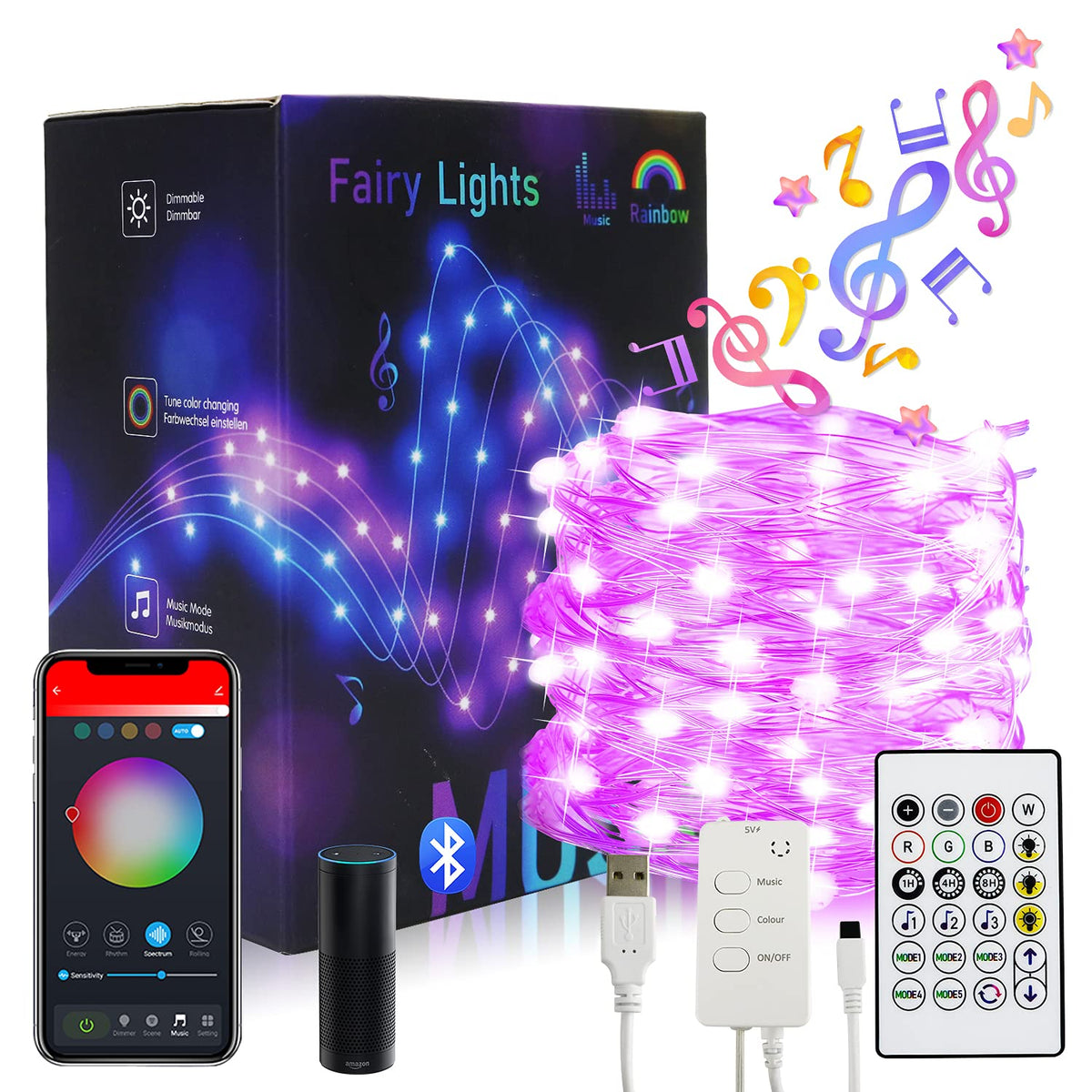 100 Leds Christmas Lights Wifi App Control Timer Firefly Twinkle