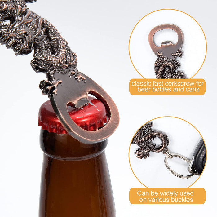 Keychain Beer Bottle Opener, Metal Dragon Shape Opener with Key Ring Chains Easy to Carry, Creative  APAPKPAR (bronze)