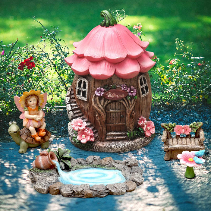 Wild Pixy Fairy Garden Accessories Kit - Miniature House and Figurine Set for in