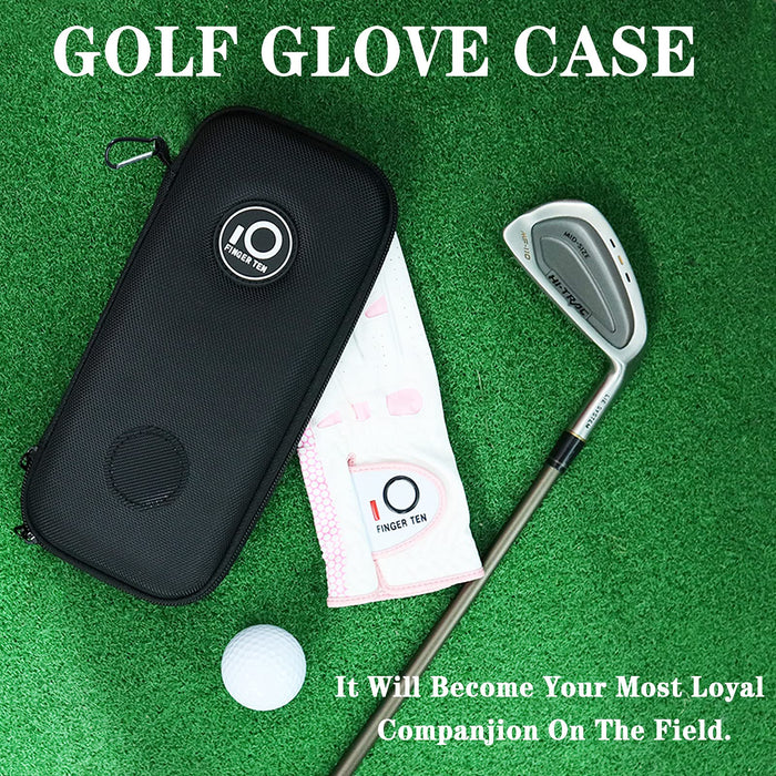FINGER TEN Golf Gloves Holder Case with Clip Hook to Golf Bags Protect Keep Glove Dry Storage Box Black Blue  for Men Women Golfer