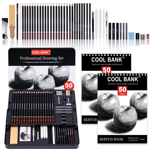 U.S. Art Supply 54-Piece Drawing & Sketching Art Set with 4 Sketch Pads  (242 Paper Sheets) - Ultimate Artist Kit, Graphite and Charcoal Pencils &  Sticks, Pastels, Erasers - Pop-Up Carry Case, Students 