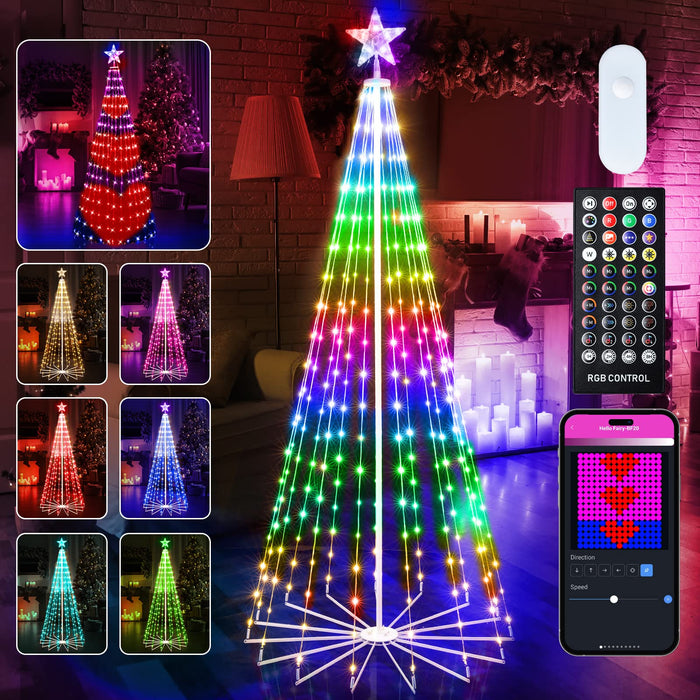 Christmas Cone Tree LED Light, 6ft 265 LED Light Show Christmas Tree w —  CHIMIYA