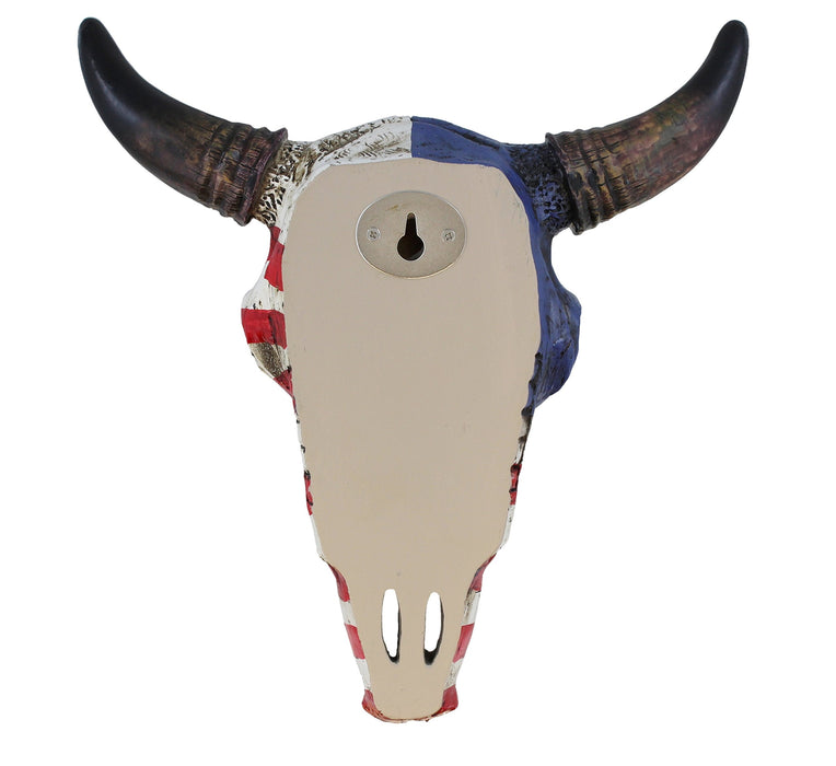 Top Brass USA Flag Faux Steer Bull Cow Skull Wall Mount Head Rustic Western American Art Decor