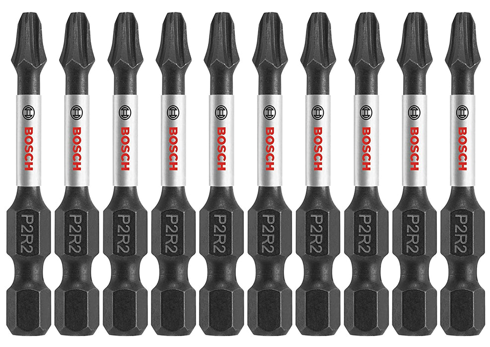 BOSCH ITP2R22B 10-Pack 2 In. Phillips/Square 2 Impact Tough Screwdriving Power Bits
