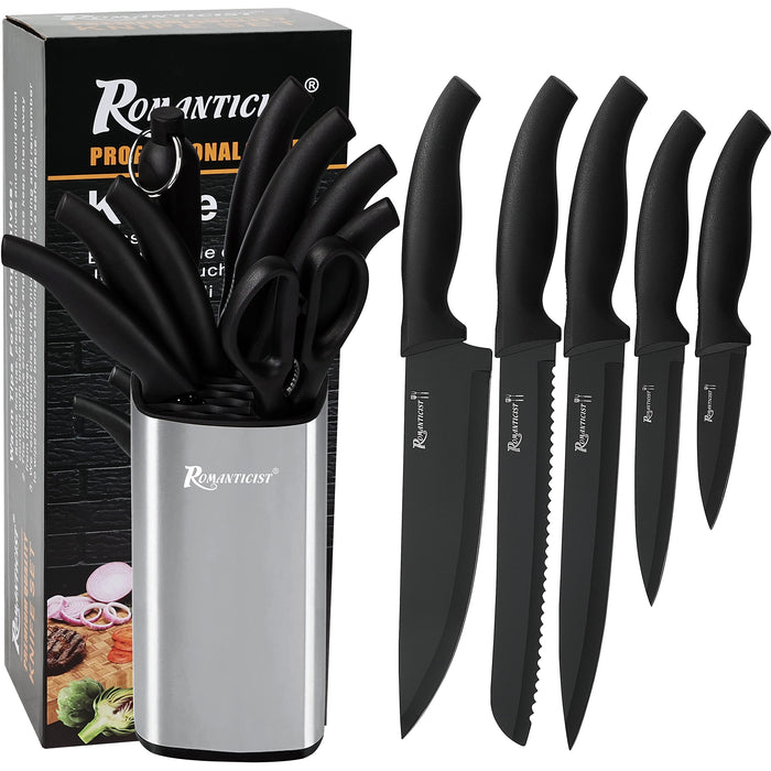 ROMANTICIST Kitchen Knife Set with Block - 8PCS High Carbon
