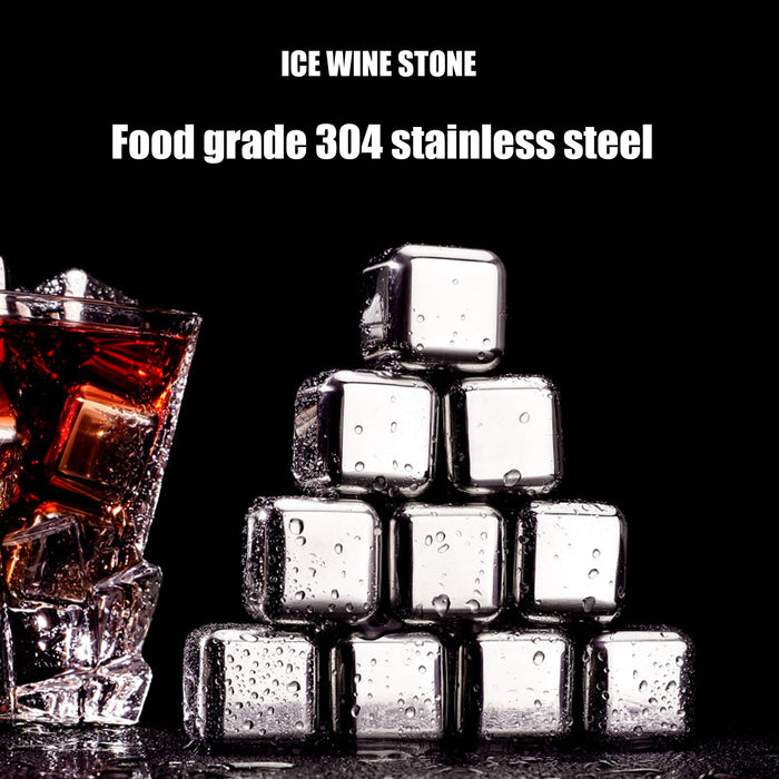 Whiskey Stones, Reusable Ice Cubes, Whiskey Chilling Stones, Stainless Steel Metal Beverage Chilling Rocks, for Man and Woman
