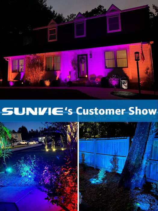 SUNVIE RGB Outdoor LED Spotlight 12W Color Changing Landscape Lights with  Remote Control 120V RGB Landscape Lighting Waterproof Spot Lights Outdoor