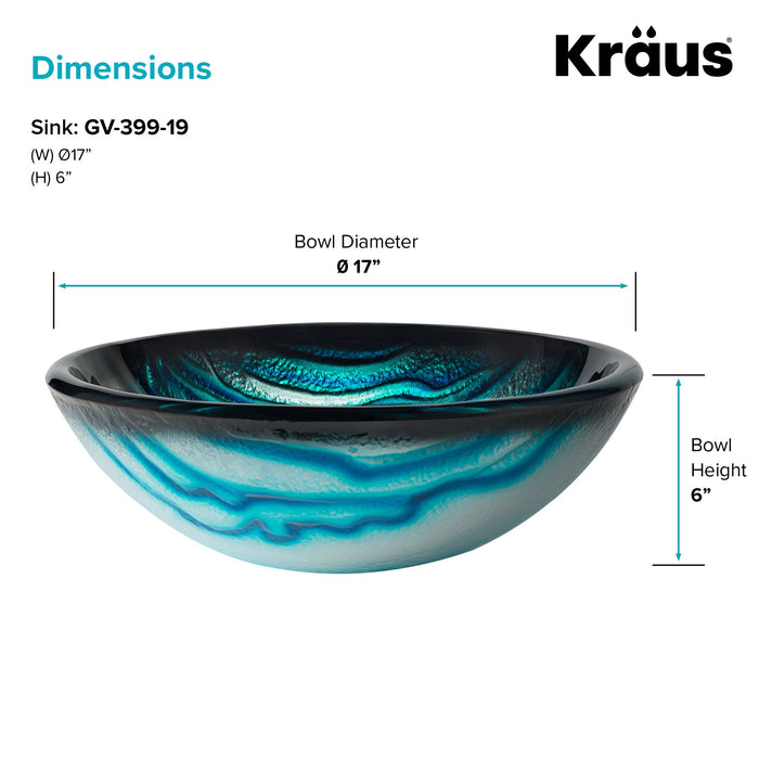 Kraus GV-399-19mm Ladon Glass Vessel Bathroom Sink