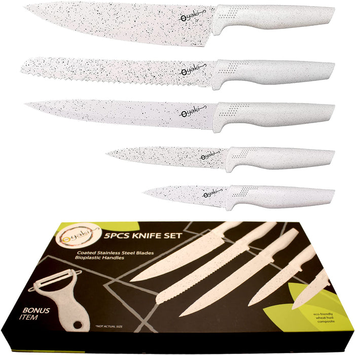 Stainless Steel Cooking Knives Set - White Kitchen Utility, Chef