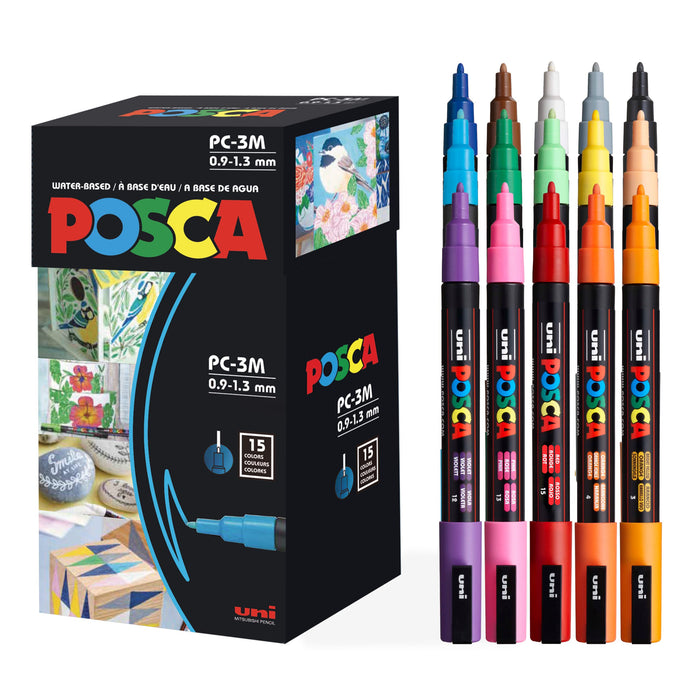 15 Posca Paint Markers, 3M Fine Posca Markers with Reversible Tips