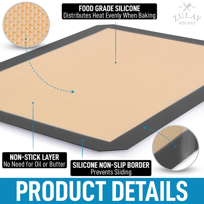 Zulay Kitchen (2 Pack) Silicone Baking Mat Sheet Set - Reusable Baking —  CHIMIYA