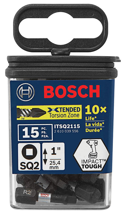 BOSCH ITSQ2105 5-Pack 1 In. Square 2 Impact Tough Screwdriving Insert Bits