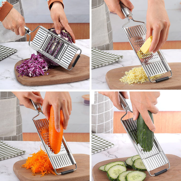 MiHerom Adjustable Mandoline Slicer for Kitchen,Handheld Cheese Grater,Lemon Zester, Handheld Cabbage Shredder,Cutter