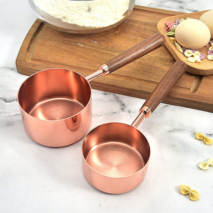 Wood Handle Measuring Cups 4Pcs Stainless steel Measuring Cup Set