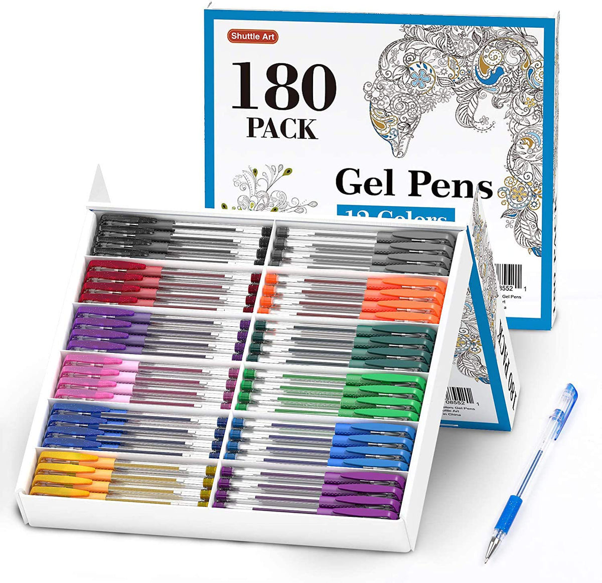 240 Pack Set 120 Colored Gel Pen with 120 Refills, Fine Tip Glitter Gel Pens for Kids Adults Coloring Books Drawing Crafts Scrapbooks Bullet