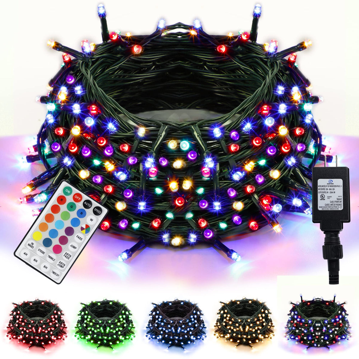 Twinkle Star Christmas String Lights, 66ft 200 LED Color Changing Tree  Light Plug in 11 Modes Functions Warm White & Multicolor with Remote Timer,  Connectable for Outdoor Indoor Xmas Party Decorations 