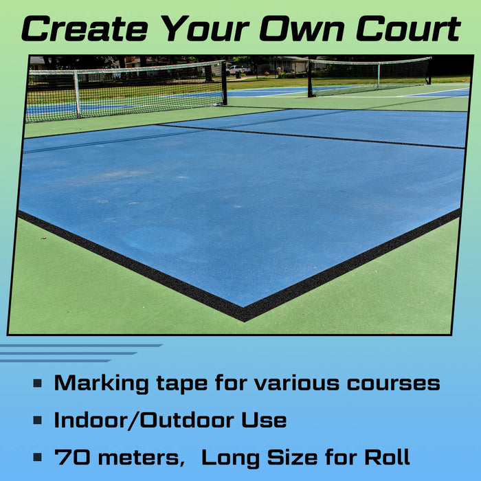 Amylove 230 Ft Outdoor Court Tape Compatible with Adhesive Court Marking Tape Court Lines for Tennis Badminton Basketball Parking Floor Pavement Driveway Indoor, 2 in Wide