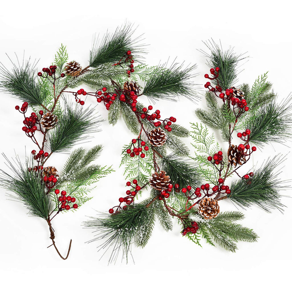 DearHouse 6FT Berry Pine Christmas Garland with Spruce Cypress