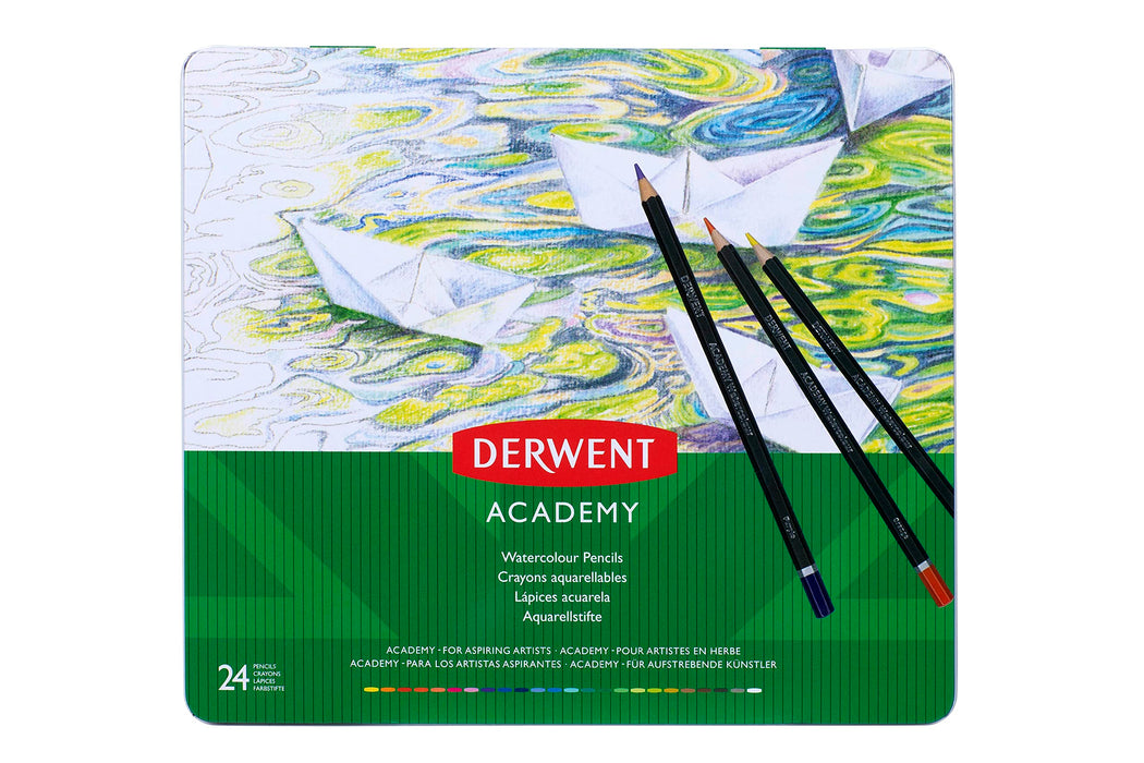 Derwent Academy Watercolor Pencils, 3.3mm Core, Metal Tin, 24 Count (2 —  CHIMIYA