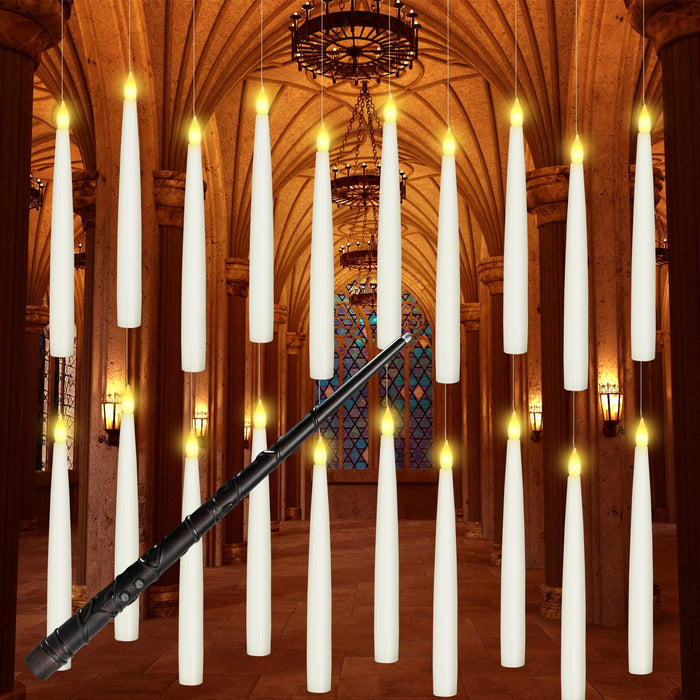 Flameless Candles with Magic Wand Remote for Christmas Decor, Floating  Candles With Wand, Battery Operated Hanging Candles, Flickering Electric  LED