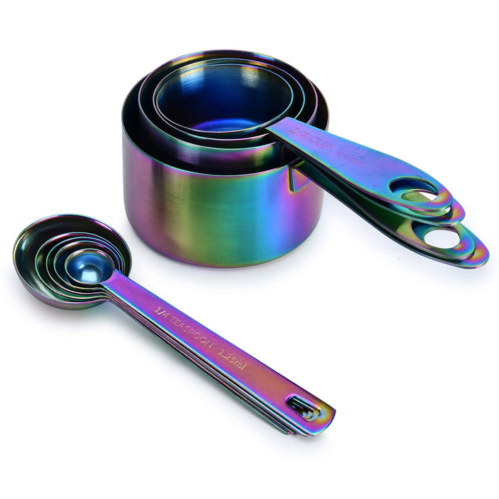 9 Piece Stainless Steel Rainbow Measuring Cup and Spoon Set by ColorMeHome