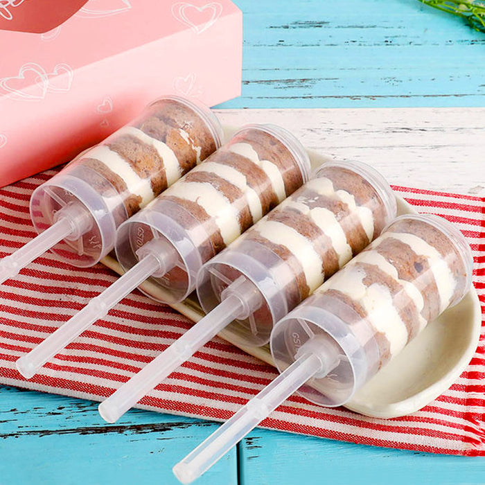 ASIBT Round Shape Clear Push-Up Cake Pop Shooter (Push Pops) Plastic  Containers with Lids, Base & Sticks, Pack of 24