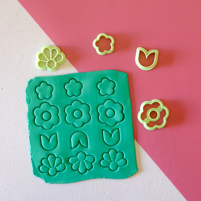 4 Pieces Set Polymer Clay Cutters, Flower Shaped Clay Cutters for