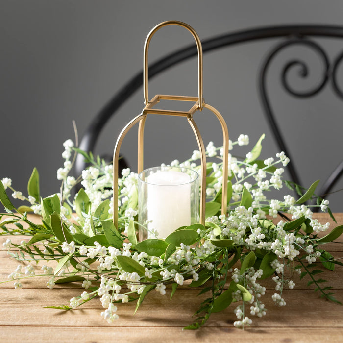 Sullivans Gold Pillar Lantern Candle Holder, Modern Farmhouse Home Dcor Accents, Tabletop and Mantle Decorations, Candle Hold