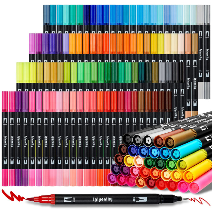 Dual Tip Brush Pen,120 Colored Dual Tip Markers Calligraphy Pens, Dual —  CHIMIYA