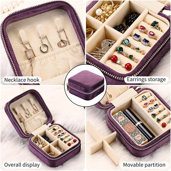 Plush Velvet Travel Jewelry Case Organizer, Small Travel Jewelry Box,P —  CHIMIYA