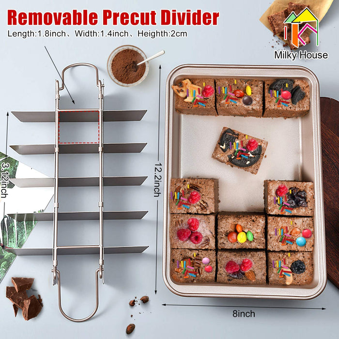 Milky House Non Stick Brownie Pans with Dividers, Divided Brownie