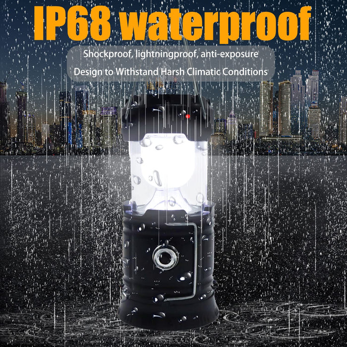 Led Collapsible Portable Solar Dc Rechargeable Lantern Flashlight  Waterproof Survival Lights For Camping Hurricanes Emergencies Power Outages  Homes In