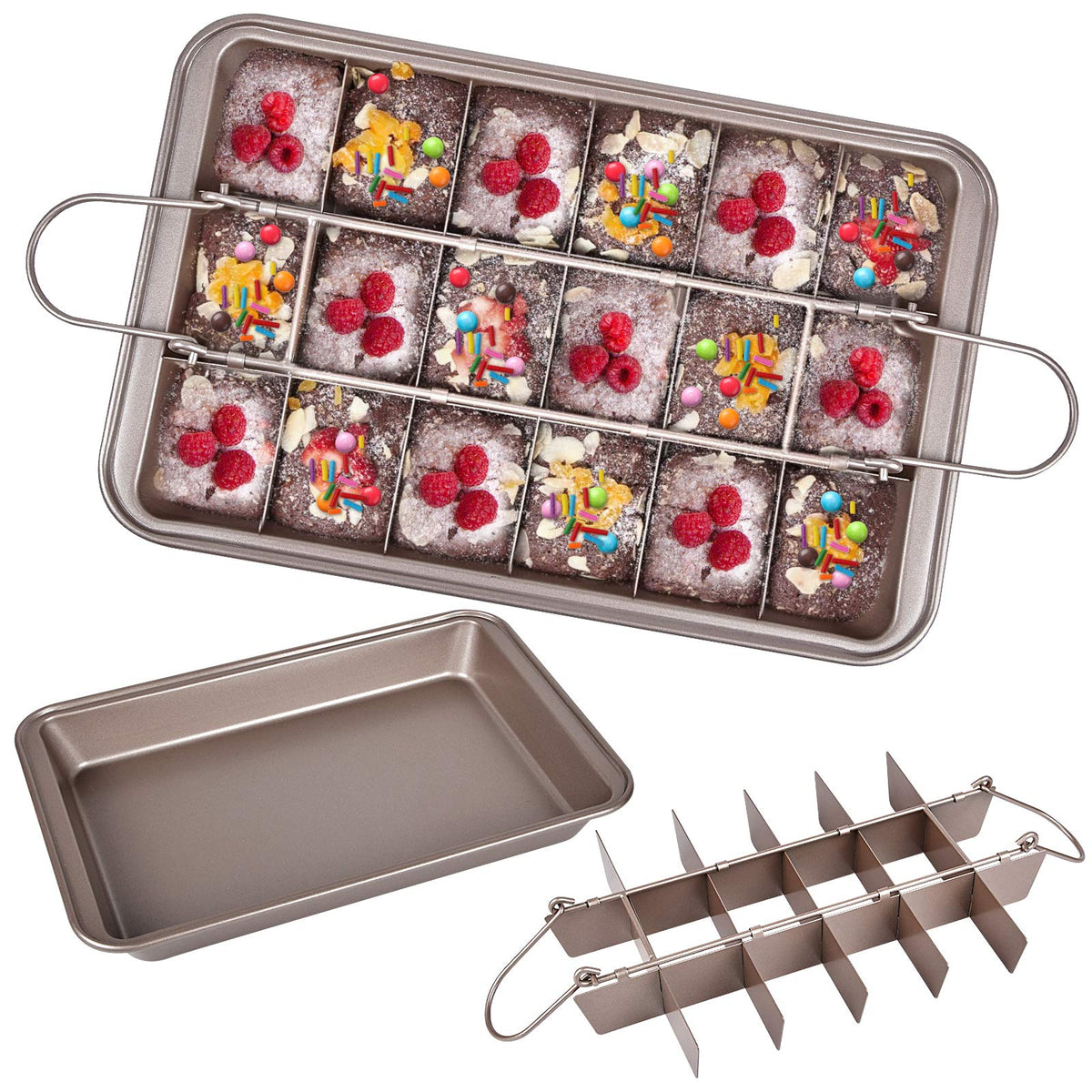 SILIVO Silicone Brownie Pan with Dividers - 2 Pack 12-Cavity Non-Stick  Silicone Molds for Brownie Bites, Fudges and Minecraft Cakes