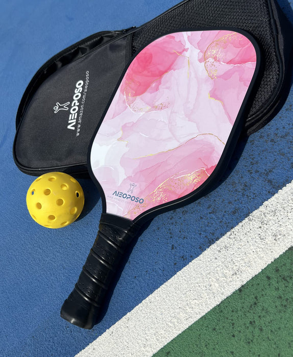 Aieoposo Pickleball Paddles, Pickleball , Fiberglass Pickleball Rackets, Wristbands and Pickleball Cover - Indoor & Outdoor Pickleball Set for Beginners & Intermediate Players
