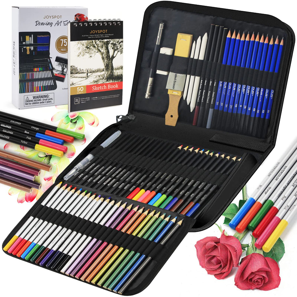 Complete Professional Drawing Set - 76 Pcs - Tutorial, Sketchbook &  Watercolor