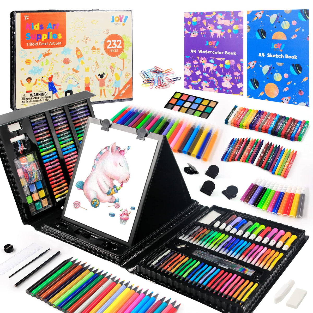 Art Supplies, 240-Piece Drawing Art kit, Gifts Art Set Case with Double  Sided Trifold Easel, Includes Oil Pastels, Crayons, Colored Pencils