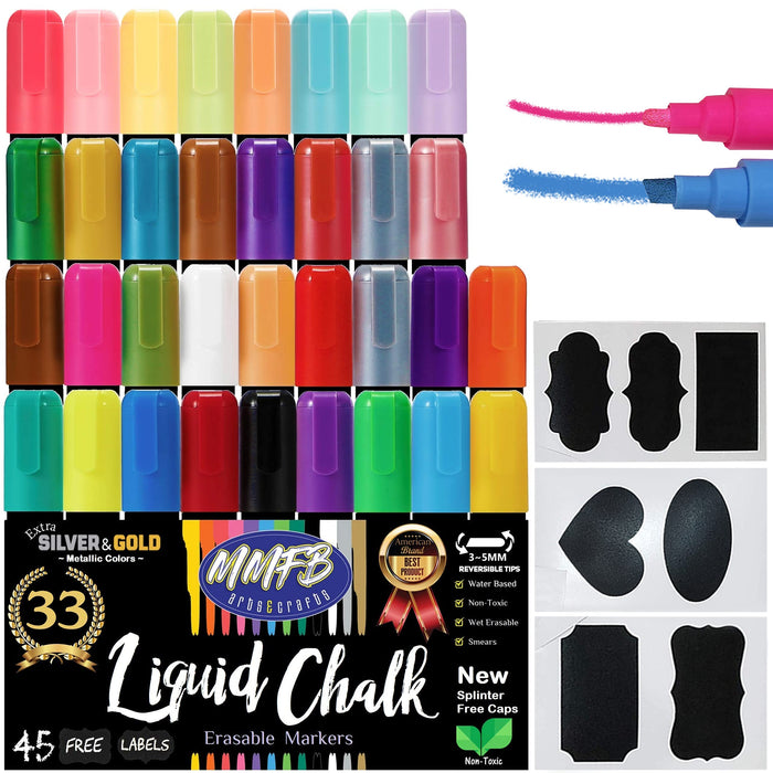 Positive Art Liquid Chalk Markers 30 Colors Bright Colors, Painting and Drawing for Kids and Adults, Window and Board Art for