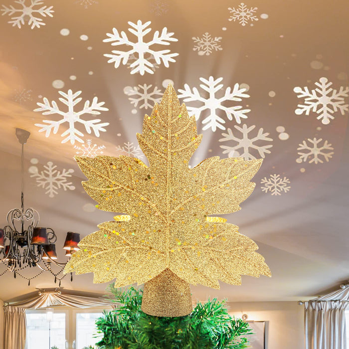 Craft Spot! Christmas Tree Topper with Builtin Led Snowflake Projector Lights, 3D Magic Rotating LED Lights for Christmas Tree Decorations, Suitable for Indoor Office Year Holiday