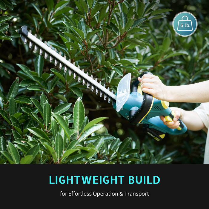 TERRADISE Cordless Hedge Trimmer with 2000mAh Battery Pack and Charger, Gardening Tool for Brush and Hedge Trimming, Electric Bush Cutter with 20" Dual Action Blades for Tree Branches Shrubs More