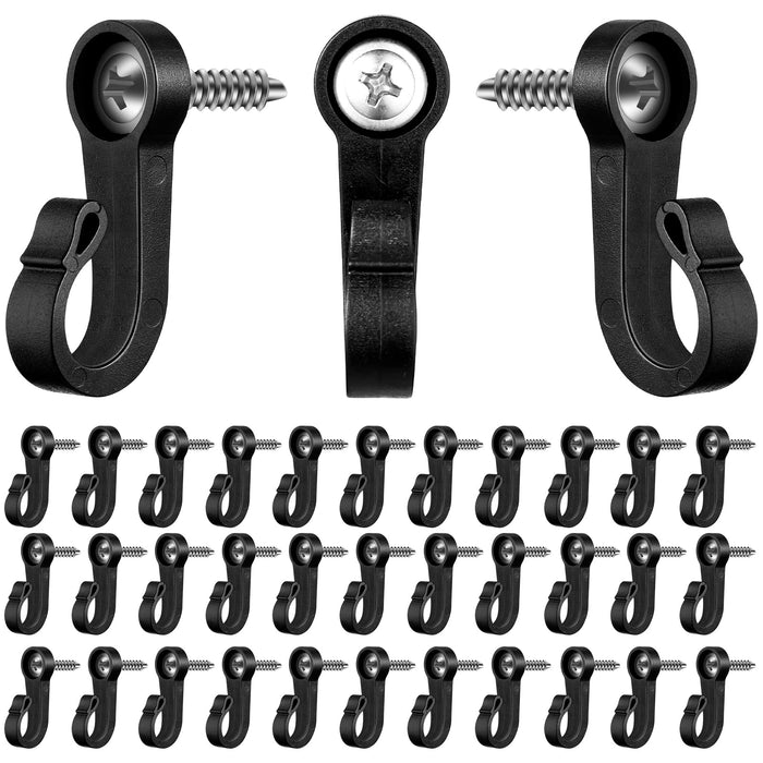 80 Pcs Outdoor String Lights Hanger Hooks with Screws Home Christmas Light Hanger Hook Indoor Outdoor Light Hook Clip with Screw for House Garage  Year Party Ceiling Wire and Fairy Light (Black)