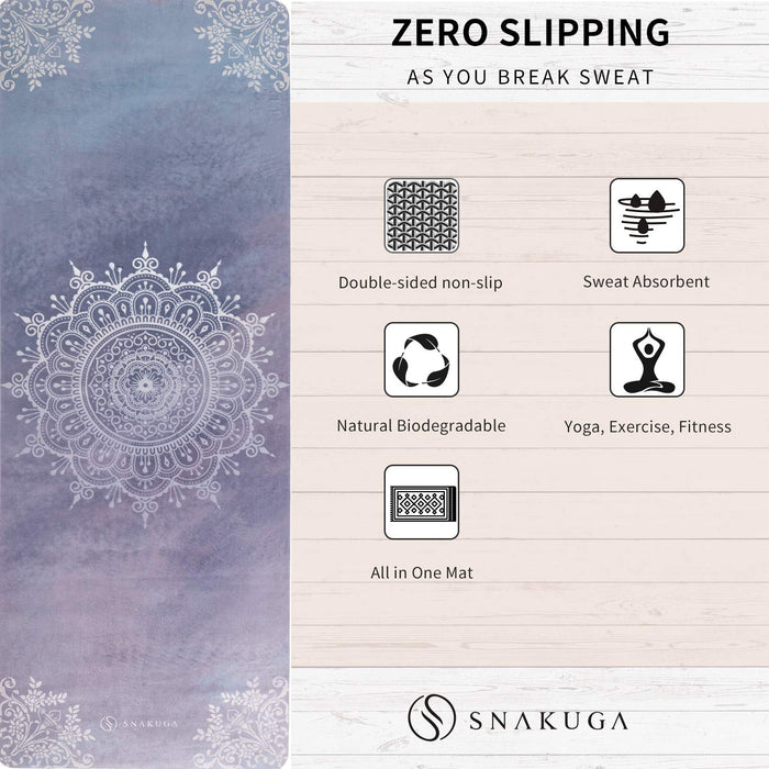  SNAKUGA Travel Yoga Mat, Non Slip Exercise Suede Mat with  Carry Bag, All-Purpose Fitness Mat with High Density Anti-Tear Surface for  Women, Ideal for Pilates Workout (72'' x 26'' x