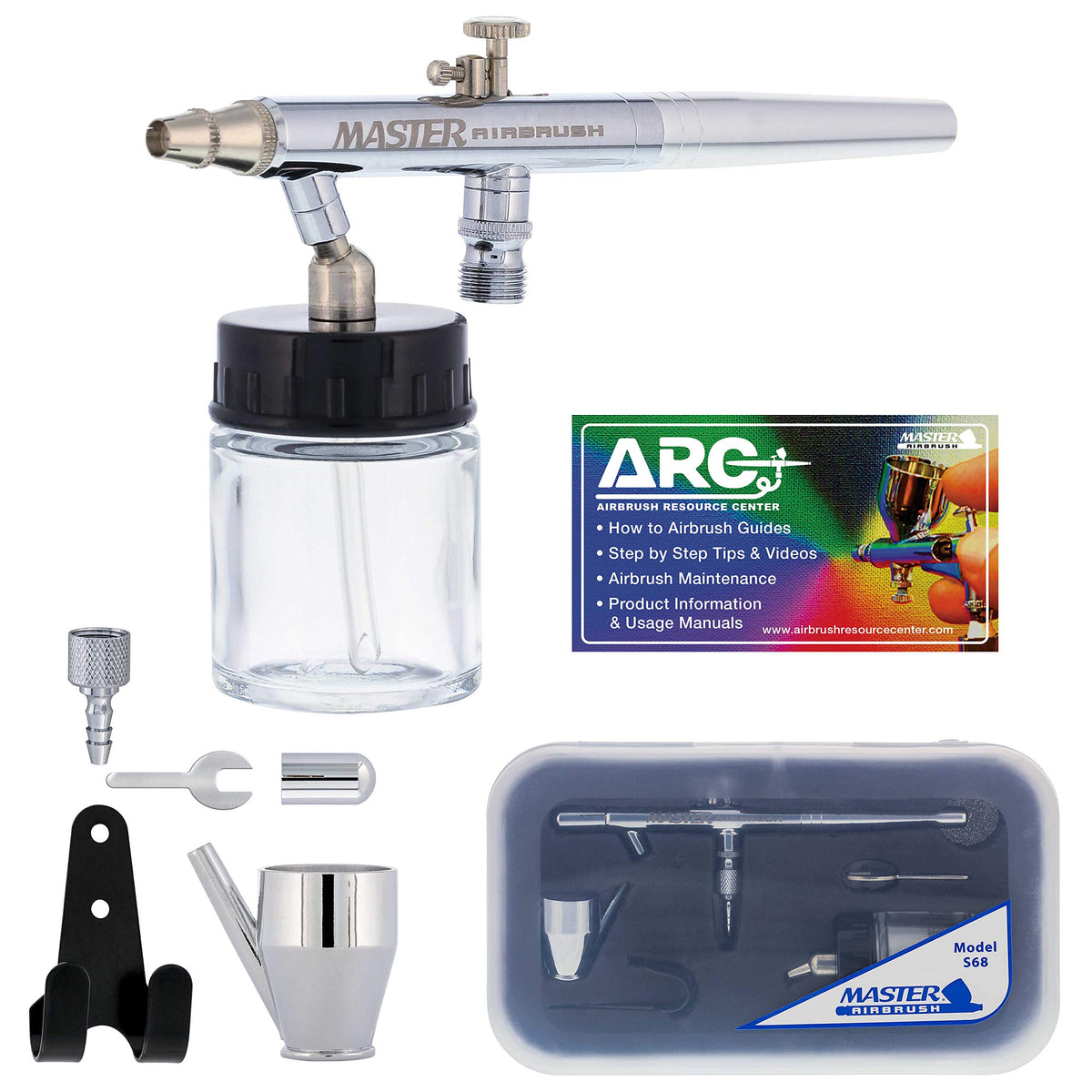 SAGUD Airbrush Kit Dual-Action Gravity Feed Air Brush Gun with 0.3mm and  1/3 oz.