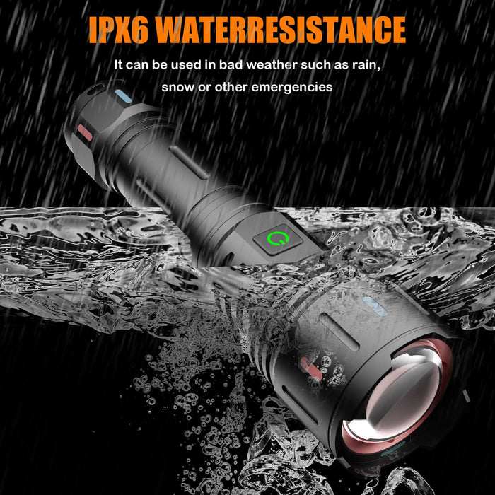 Rechargeable Flashlights High Lumens MAX 150000 Lumen,Super Bright LED Flashlight,High Powered Brightest Flashlight for Emergencies/Camping Gear,Zoomable,Waterproof,5 Modes,USB Handheld Flash Light