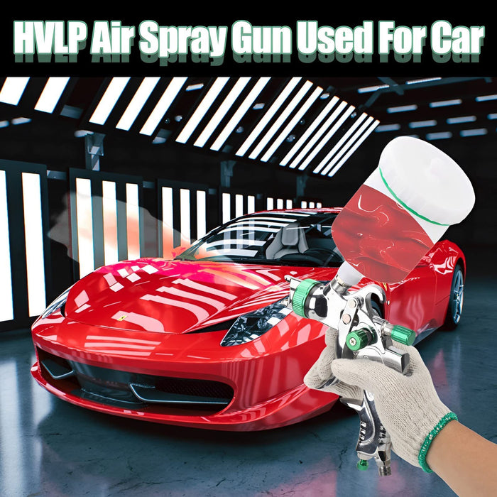 Hotorda HVLP Spray Gun with Replaceable 1.4mm 1.7mm 2.0mm Nozzles Needle Cap Automotive Air Paint Sprayer Gun Kit with 600cc Capacity Cup for Car