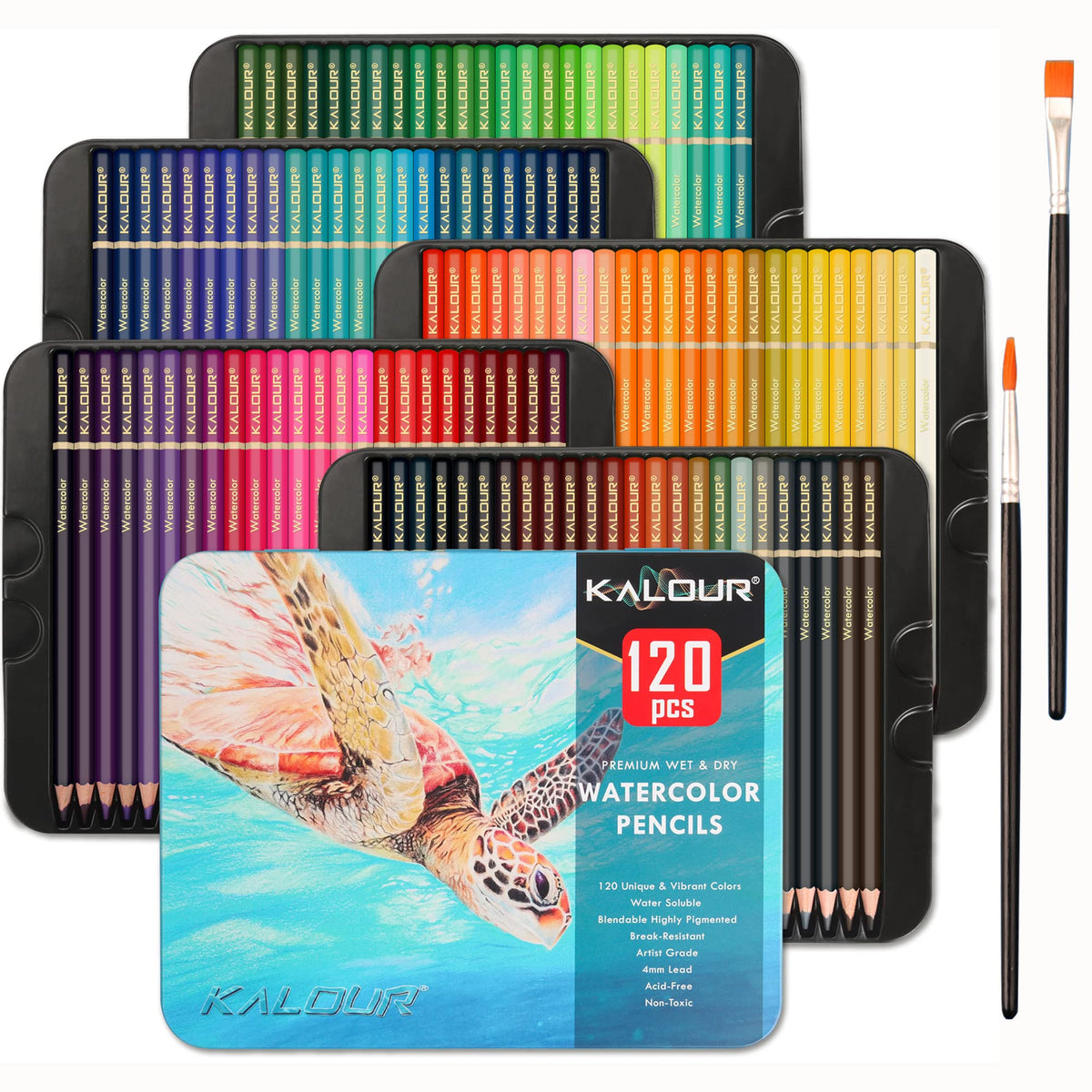 KALOUR 132 Colored Pencils Set,with Adult Coloring Book and Sketch  Book,Artists Colorless Blender,Zipper Travel Case,Soft Core,Ideal for  Drawing