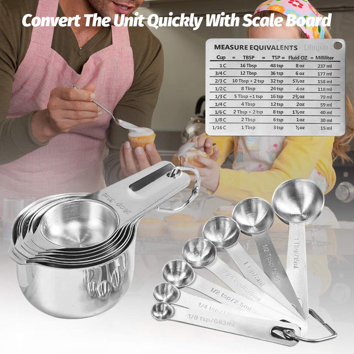 Measuring Spoon Set Measure Cups Set Of 8 Stainless Steel Kitchen Measuring  Ruler