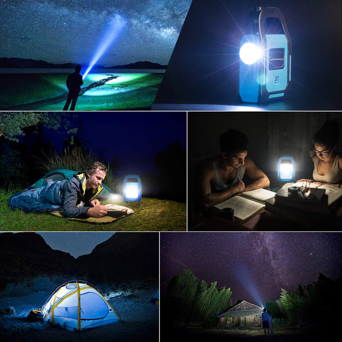2 Pack Solar USB Rechargeable 3 AA Power Brightest COB LED Camping Lantern  with Magnetic Base, Charging for Android, Waterproof Collapsible Emergency