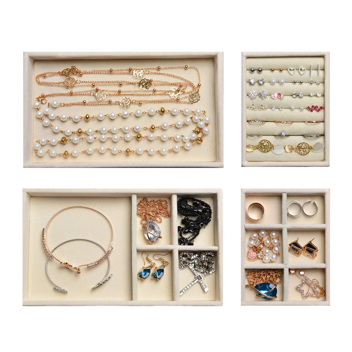 Jewelry Storage Box Velvet Jewellery Tray Case Earring Drawer