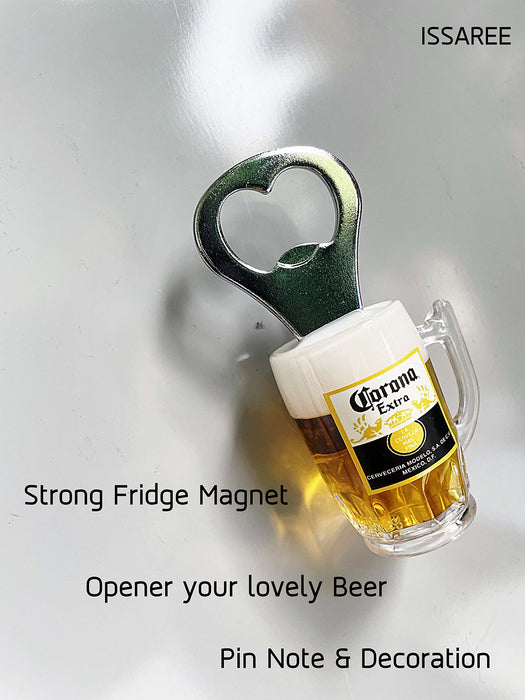 Magnetic Beer Bottle Opener Mug Shape Bottle Bar Refrigerator Decor Cool Unique Birthday s Collection (Corona Extra)